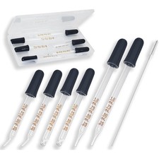 Glass Pipette Dropper Set 6 Pack with Bent and Straight Tips 1ml Liquid Transfer