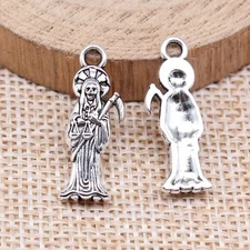 15/40PCS Antique Silver Tone Grim Reaper, Santa Muerte Charm 23x8mm GGS314-16753