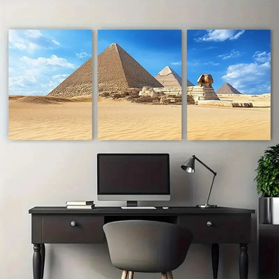 3pcs GIZA PYRAMIDS Sphinx Landmark Wall Art Canvas Unframed/Framed
