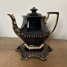 Antique Edwardian, Staffordshire ’Jackfield’ Glazed Teapot & Stand, Approx 2 Pts