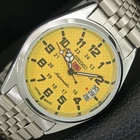 VINTAGE SEIKO 5 AUTOMATIC REFURBISHED JAPAN MENS YELLOW DIAL WATCH a443731-1
