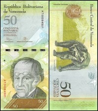 VENEZUELA 50 Bolivares 2015 s/n AP19788859 Uncirculated