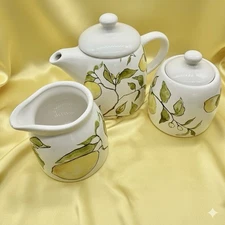 Blue Harbor Ceramic Lemon Themed Tea Set