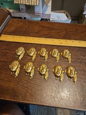 Lot Of 10 Fancy Mask Head Male Face France Vintage 60s Brass Stampings Jewelry