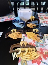 Lot Vintage Shirt Shaped Tie Organizer Tie Scarf Rack Hanger Brown Blue Yellow