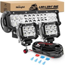 12 Inch 72W Spot Flood Combo Led Light Bar 2Pcs 4Inch 18W Flood LED Pods Fog Lig