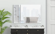 48"x32" Oversized Modern Rectangle Bathroom Mirror with White Frame Decorative
