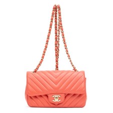 Chanel Pink Classic Single Flap Shoulder Bag Lambskin Chevron Quilted Leather