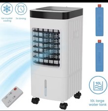 Portable Evaporative Air Cooler 10L Remote Timer Oscillation Wheels White/Black