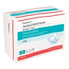Wings Plus Quilted Heavy Absorbency Incontinence Brief, Large  72 Count