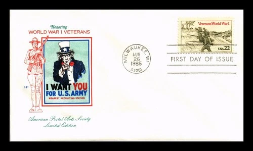 US COVER WORLD WAR I VETERANS FIRST DAY ISSUE HOUSE OF FARNAM CACHET