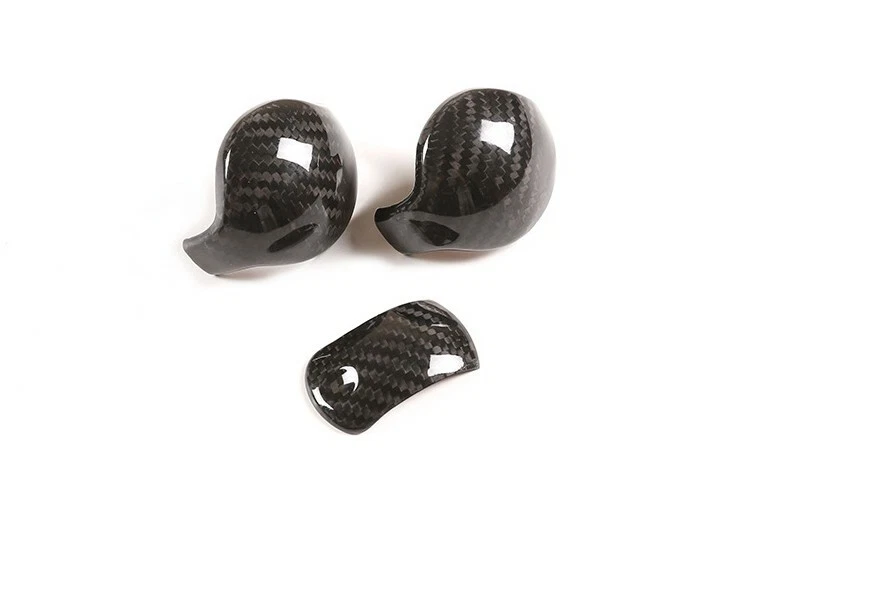 Cubierta de perilla de cambio de marchas de fibra de carbono seca real apta para Ford Mustang 2015-20 Foto 3 de 4