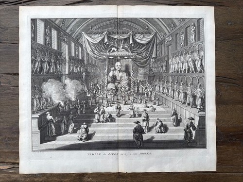 Japan Japon Buddha Tempel temple ceremony Götter Kult copper engraving 1726 - Bild 2 von 3