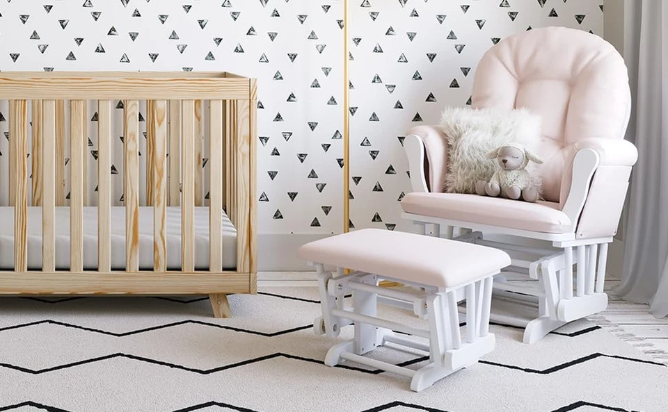 Planeador de aro y otomana Storkcraft Premium (base blanca, cojín rosa) &#8211; Pa Foto 3 de 4