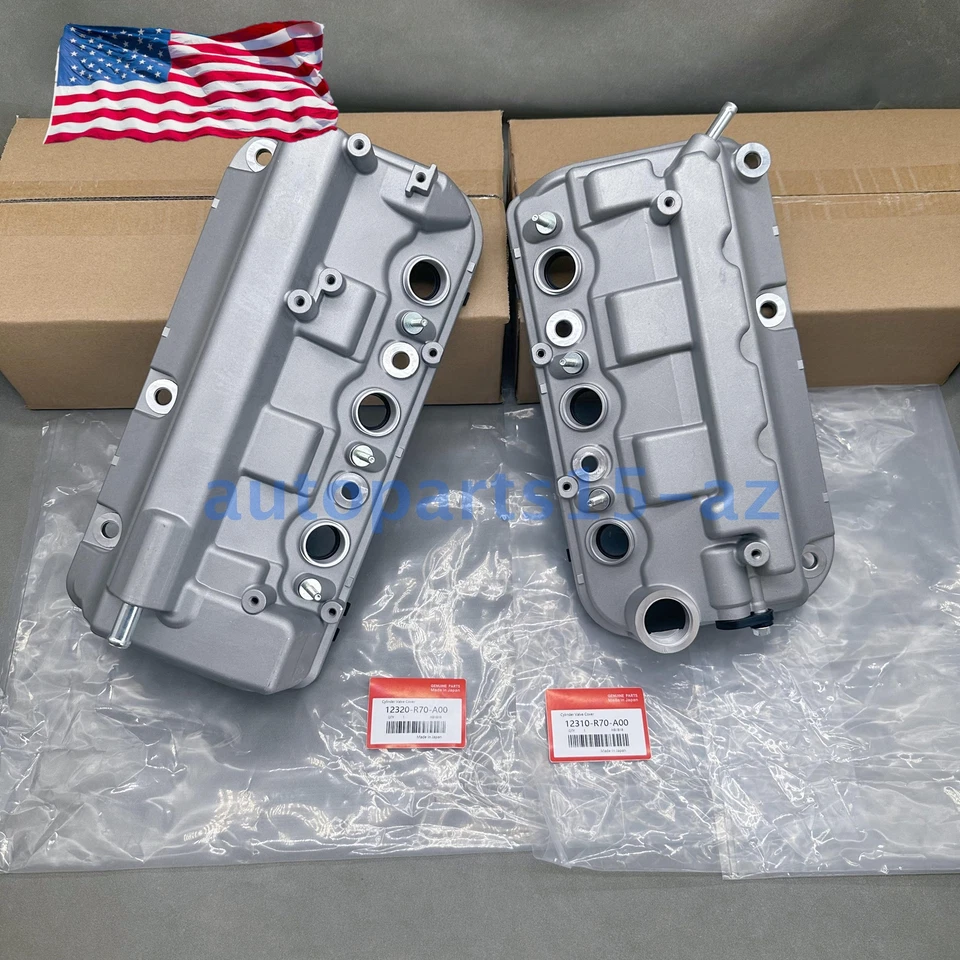 New! 2X Aluminum Engine Valve Cover for Honda Odyssey Pilot Ridgelin Accord 3.5L Foto 2 de 4