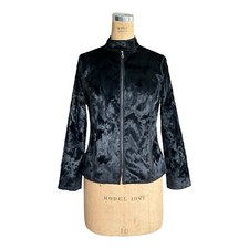 Renfrew Womens Casual Long Sleeve Collared Zip Jacket Black Size 6 Made In USA
