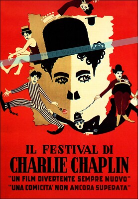 Charlie Chaplin Festival 1946 Italian Retro Style Vintage Poster Print Wall Art