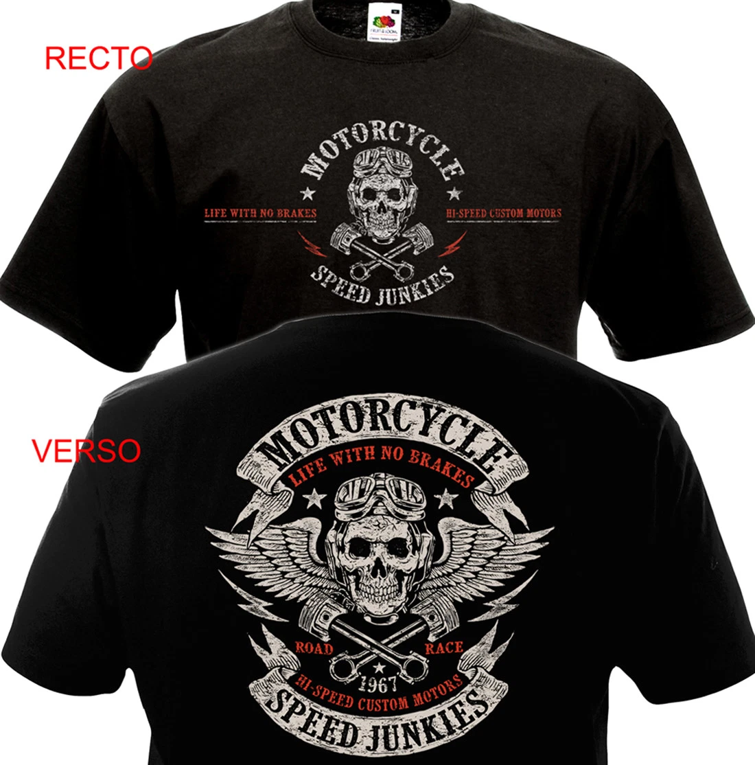 T-shirt Homme Tête de Mort Moto