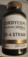Cordyceps Sinensis Capsules 2000mg  200 Caps Mushroom CS-4 Strain Non GMO