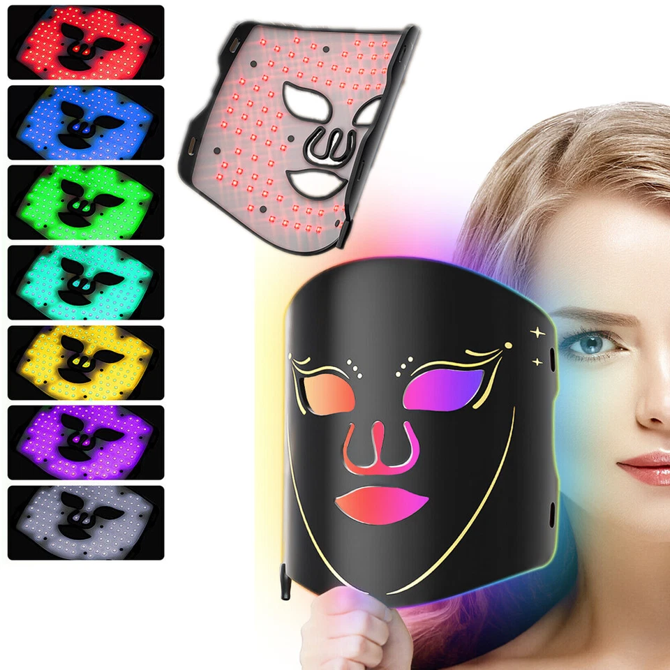 7 Color LED Light Photon Face Mask Rejuvenation Skin Facial Therapy Wrinkle - Image 3 of 4