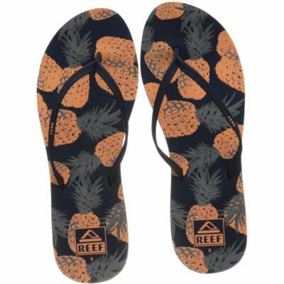 Reef Bliss flache Damen-Flip-Flop Strand Sommer Sandale koralle Ananas Größe