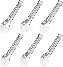 6PCS Serving Tongs, 7Inch Buffet tongs, Stainless Steel Food Tong Small Serving 