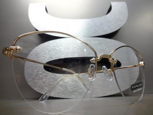 Women's OVERSIZED VINTAGE RETRO Style Clear Lens EYE GLASSES Big Rose Gold Frame - Picture 8 of 10