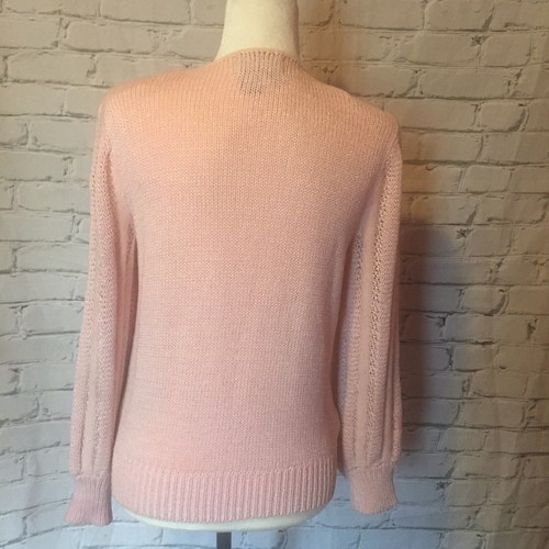 Vintage Christine Phillipe Pink Sweater With Shoulder Pads And Angora Stripes - Picture 4 of 6