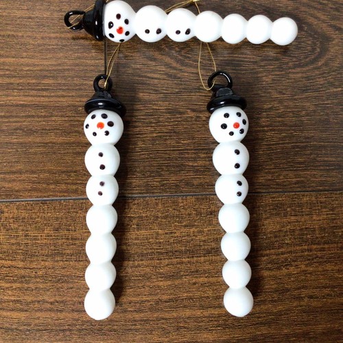 Snowman Icicle Art Glass 5” Christmas Ornaments - Set of 3 - Picture 2 of 3