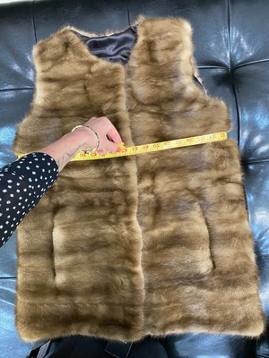 genuine mink fur women sand color vest 
