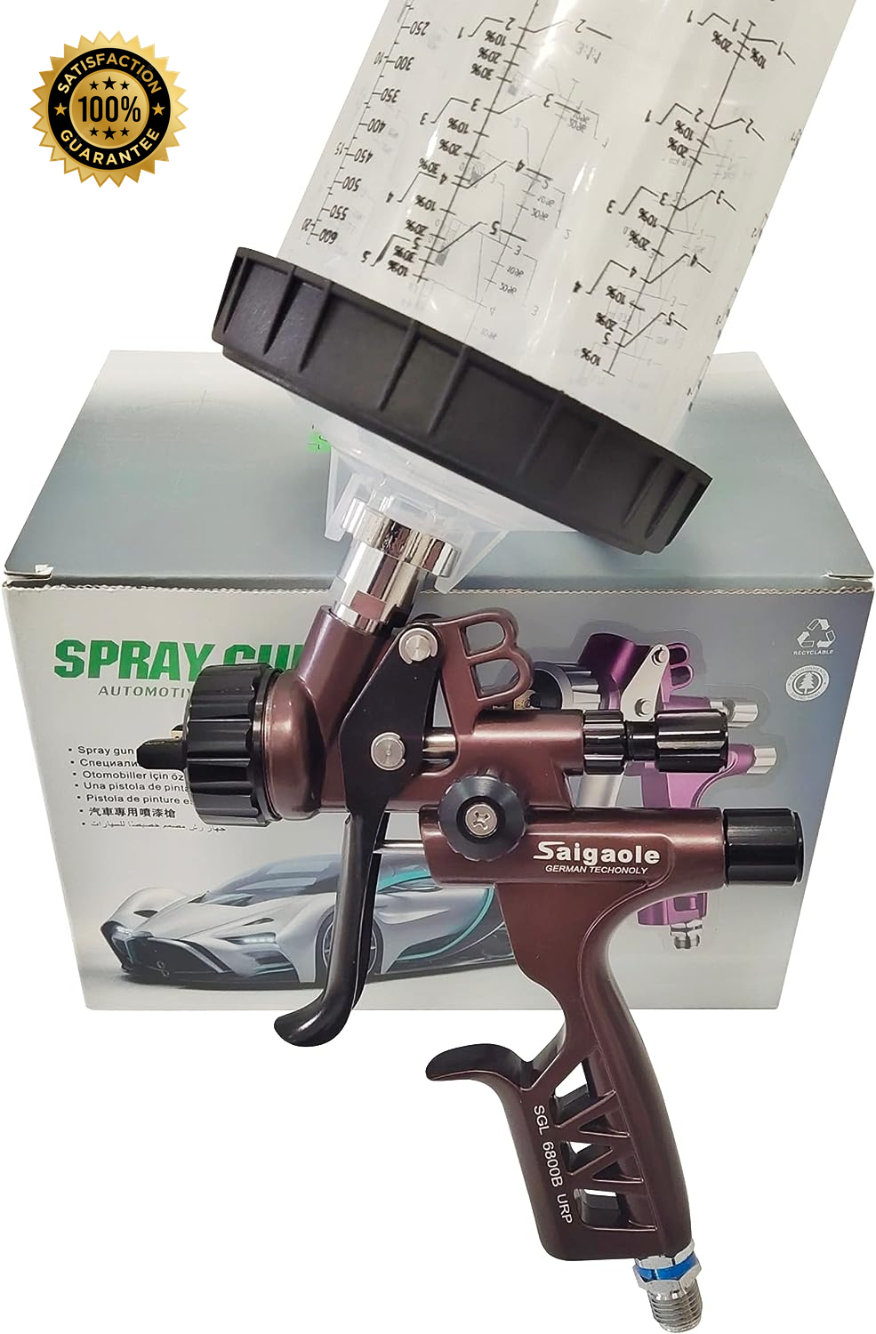 HVLP 6800B Spray Gun 1.3mm with no wash Cup and Adapter car spayer