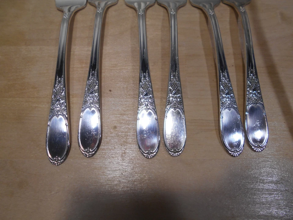 6 tenedores de ensalada o postre Rogers 1934 BORGOÑA/CHAMPAIGNE 7081 patrón Foto 2 de 3