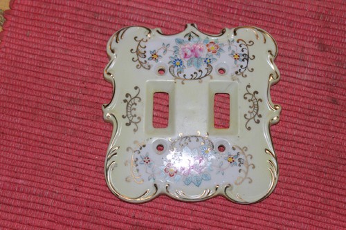Vintage Electrical Light Switch Wall Cover Victorian Style Gold Trim Flowers