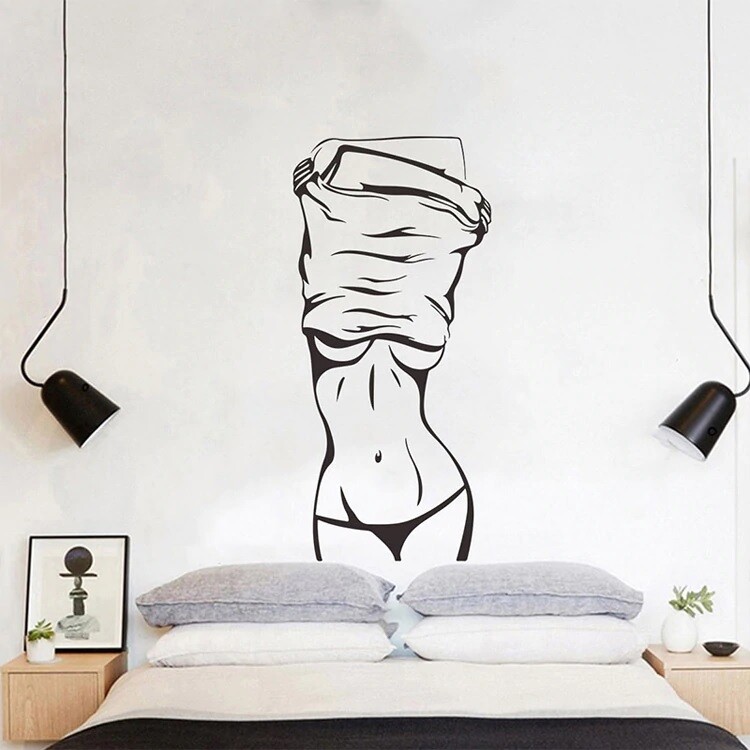 Wandtattoo „Nackte Frau“ – Abnehmbar, Wasserdicht, 23x57 Cm, Rot, Für SPA, Salon Oder Wohnung