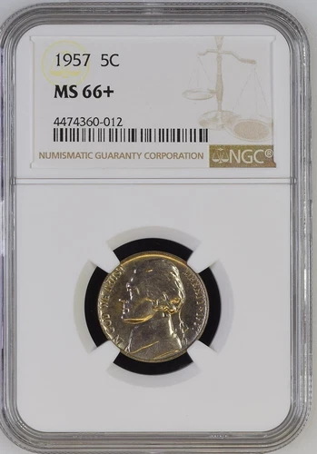 1957  5C  Jefferson Nickel NGC MS66+  4474360-012