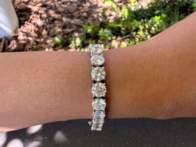22.50 CTW Round Diamond 7'' Tennis Bracelet 14k White Gold Lab Grown D VS