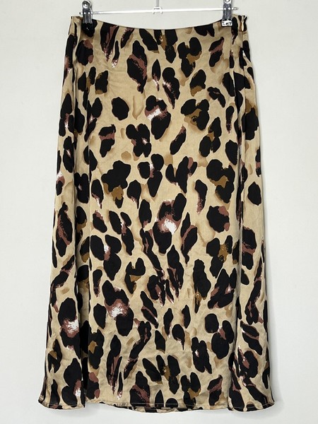 Whyte Valentyne Leopard Silky Slip Midi Skirt Ladies Size 10