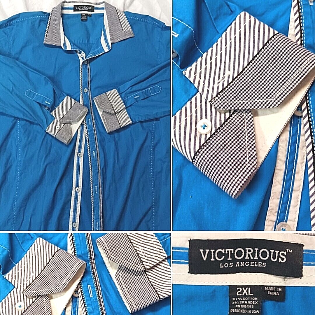VICTORIOUS LOS ANGELES BUTTON DOWN LS SHIRT MENS XXL BLUE VICTORIOUS LOS ANGELES BUTTON DOWN LS SHIRT MENS XXL BLUE