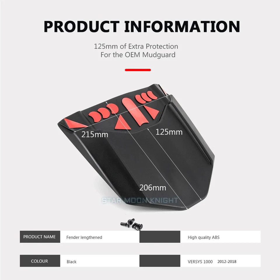 Rear Fender Mudguard Extender Hugger Extension For KAWASAKI Versys1000 2012-2018 Foto 4 de 4