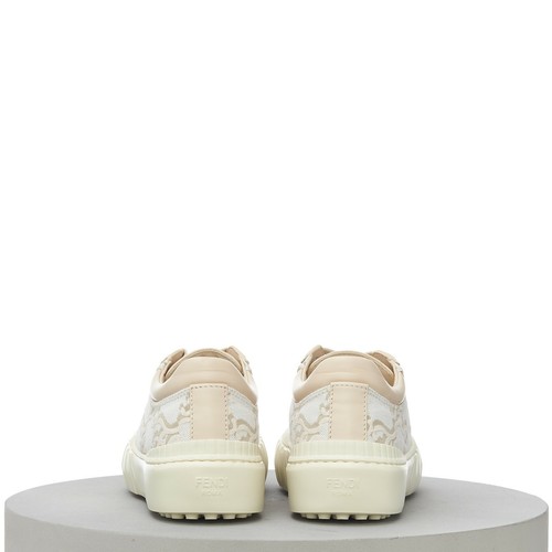 Fendi 770 $ Force beige/weiße Low-Top-Sneaker, Motiv FF Karligraphie - Bild 7 von 11
