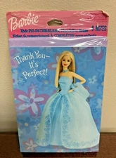 New & Sealed - Barbie Mattel Blue Dress Thank You Cards By Hallmark - Set of 8