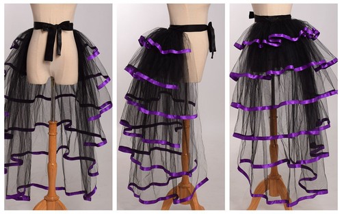 Women Victorian Steampunk Black Bustle Tutu Belt Underskirt Gothic Party - 第 14/44 張圖片
