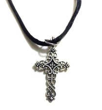 Adjustable Necklace with Vintage Silver color Cross Pendant for Men Women 18"