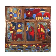 Vintage CLEO TEISSEDRE 8 Art Tile 22K Gold Ab...