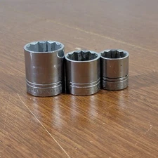 Indestro 3/8"drive 12pt Socket 3Pc set 1" 7/8" 3/4"