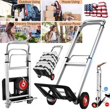 400 Lbs Aluminum Hand Truck 2 in 1 Heavy Duty Convertible Folding Dolly Cart USA