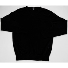 H M 100 Merino Wool V-Neck Sweater Black Men s XL