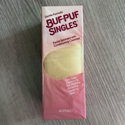 Vintage 1984 Buf Puf Singles Facial Cleansing Sponges New Old Stock 40 Sponges