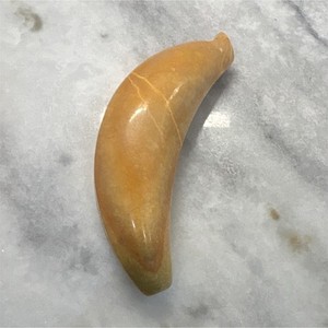 Alabaster Stone banana decorative fruit figurine orange green dining decor 6”