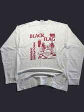 RARE Vintage 90s Black Flag Nervous Breakdown Graphic Long Sleeve Band Tee Large